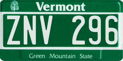 VT license plate ZNV296