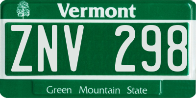 VT license plate ZNV298