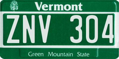 VT license plate ZNV304