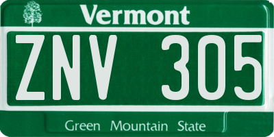 VT license plate ZNV305