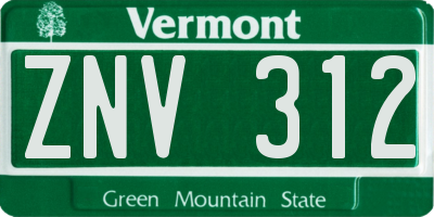 VT license plate ZNV312