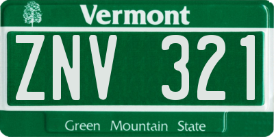 VT license plate ZNV321