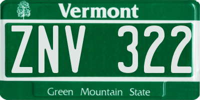VT license plate ZNV322