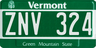 VT license plate ZNV324