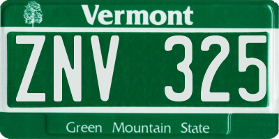 VT license plate ZNV325