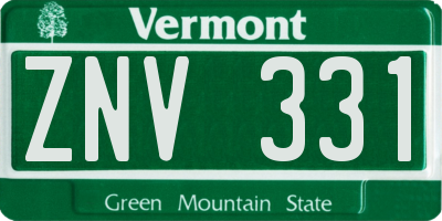 VT license plate ZNV331