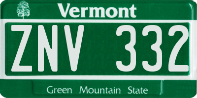 VT license plate ZNV332