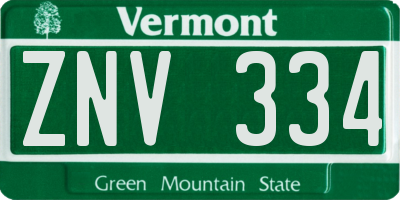 VT license plate ZNV334