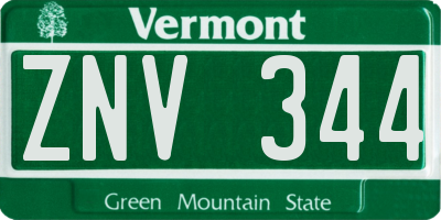 VT license plate ZNV344