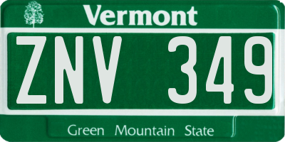 VT license plate ZNV349