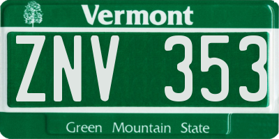 VT license plate ZNV353