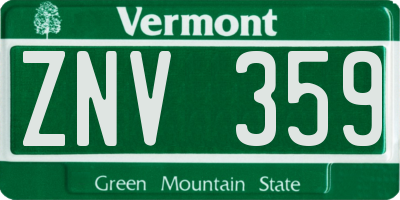 VT license plate ZNV359