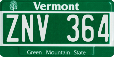 VT license plate ZNV364