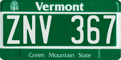 VT license plate ZNV367