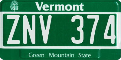 VT license plate ZNV374