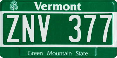 VT license plate ZNV377