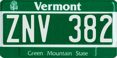 VT license plate ZNV382