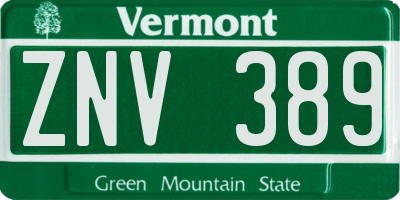 VT license plate ZNV389