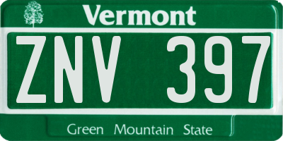VT license plate ZNV397
