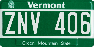 VT license plate ZNV406