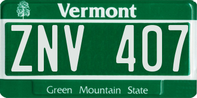 VT license plate ZNV407