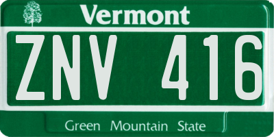 VT license plate ZNV416