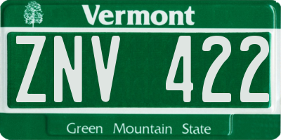 VT license plate ZNV422