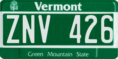 VT license plate ZNV426