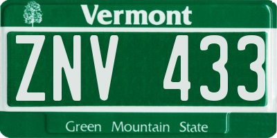 VT license plate ZNV433