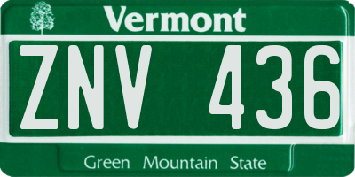 VT license plate ZNV436