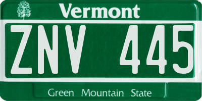 VT license plate ZNV445