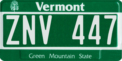 VT license plate ZNV447