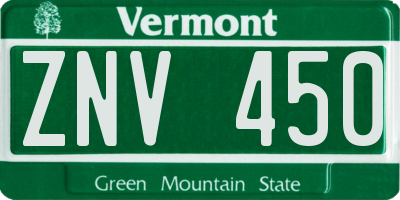 VT license plate ZNV450