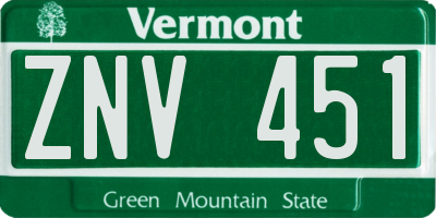VT license plate ZNV451
