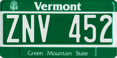 VT license plate ZNV452