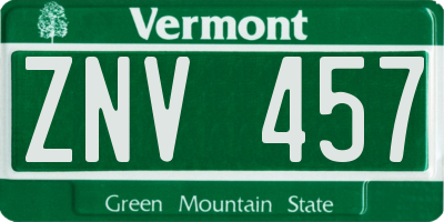 VT license plate ZNV457