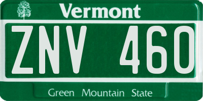 VT license plate ZNV460