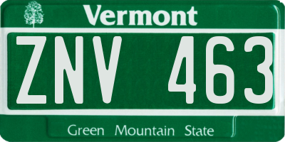 VT license plate ZNV463