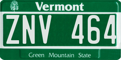 VT license plate ZNV464