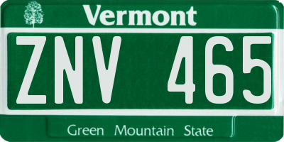 VT license plate ZNV465