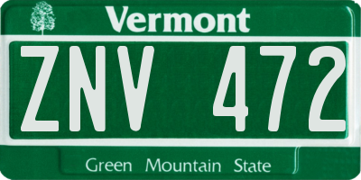 VT license plate ZNV472