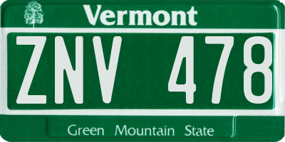 VT license plate ZNV478