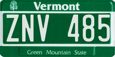 VT license plate ZNV485