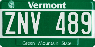 VT license plate ZNV489