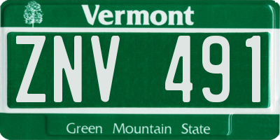 VT license plate ZNV491
