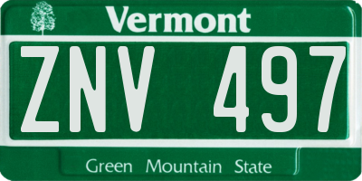 VT license plate ZNV497