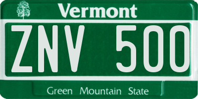 VT license plate ZNV500