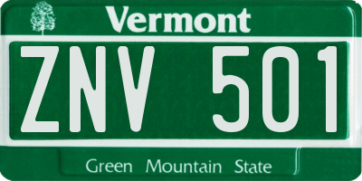 VT license plate ZNV501