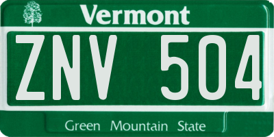 VT license plate ZNV504