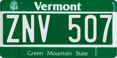 VT license plate ZNV507